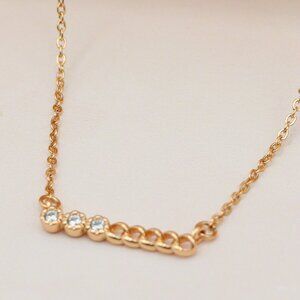 "Minimalist Rose Gold Necklace with CZ Bar Pendant, XPNL0180